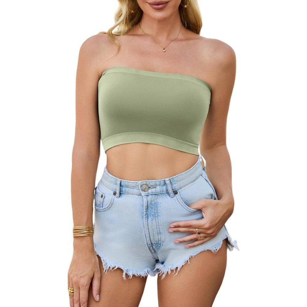 4 Pack Women Tube Tops Strapless Crop Casual Swimwear Basic Summer - Picture 6 of 7